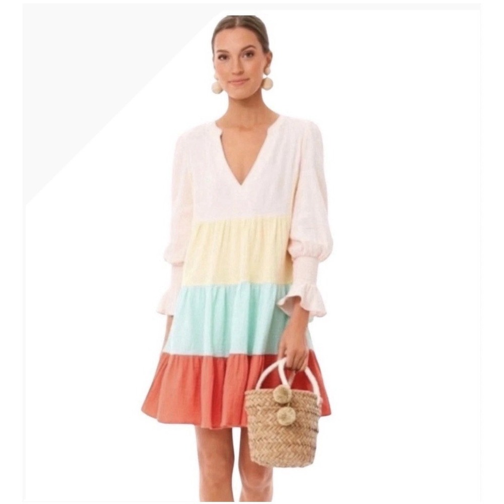 Pomander Place Tuckernuck Kenzo Dress Medium Sorbet Colorblock Tiered Gauze